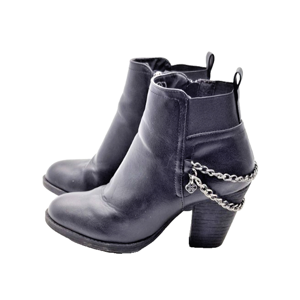 Daisy Fuentes Women's Bling Ankle Boots Black Size 5.5 M Booties Chunky Heels